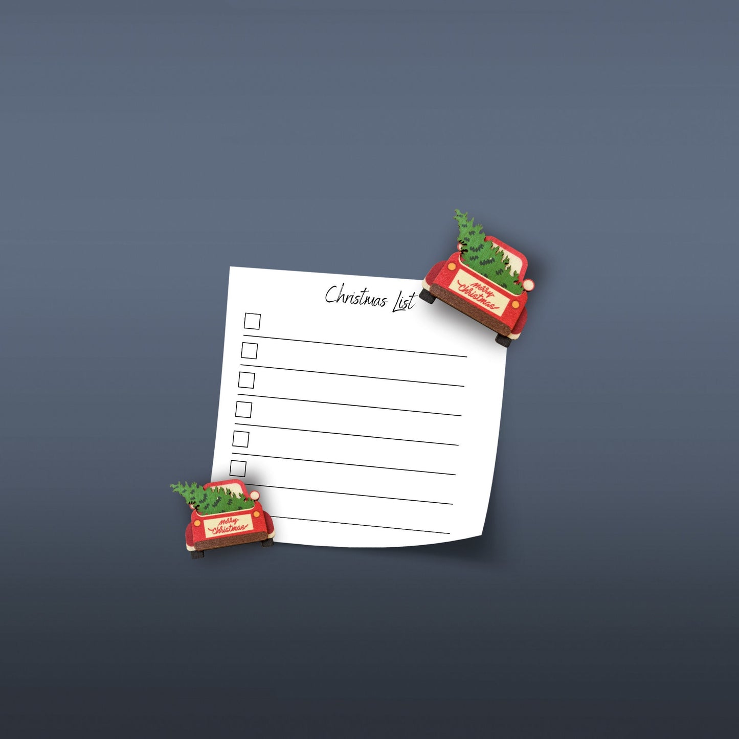 Christmas Tree Truck Wood Magnet