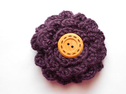 Crochet Flower Pin — Clip On Hair Flower, Handmade Accessory