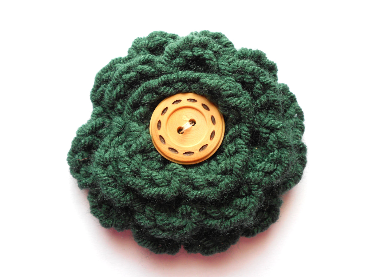 Crochet Flower Pin — Clip On Hair Flower, Handmade Accessory