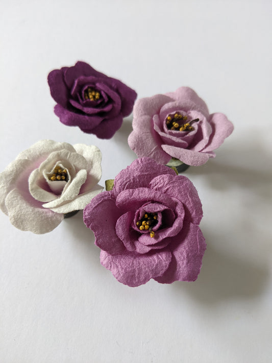 Purple Ombre Paper Flower Magnet Set of 4