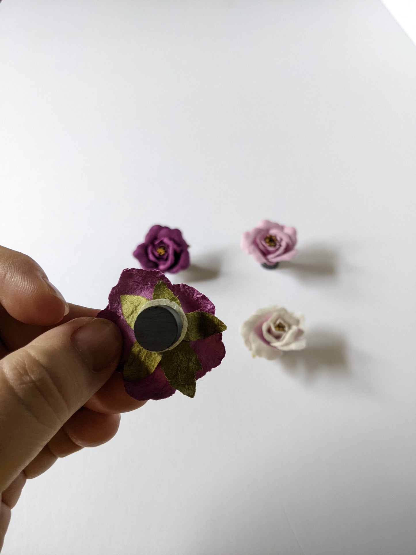 Purple Ombre Paper Flower Magnet Set of 4