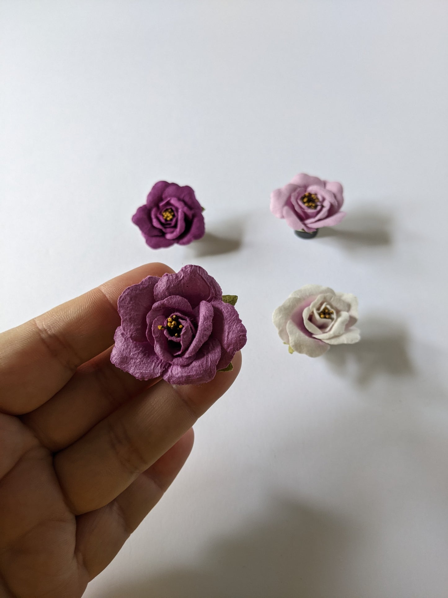 Purple Ombre Paper Flower Magnet Set of 4