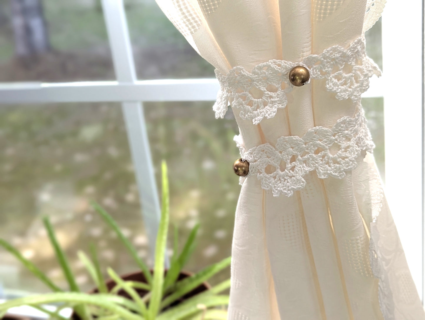 Luxe Crochet Lace Curtain Tie Backs | 10" Pair