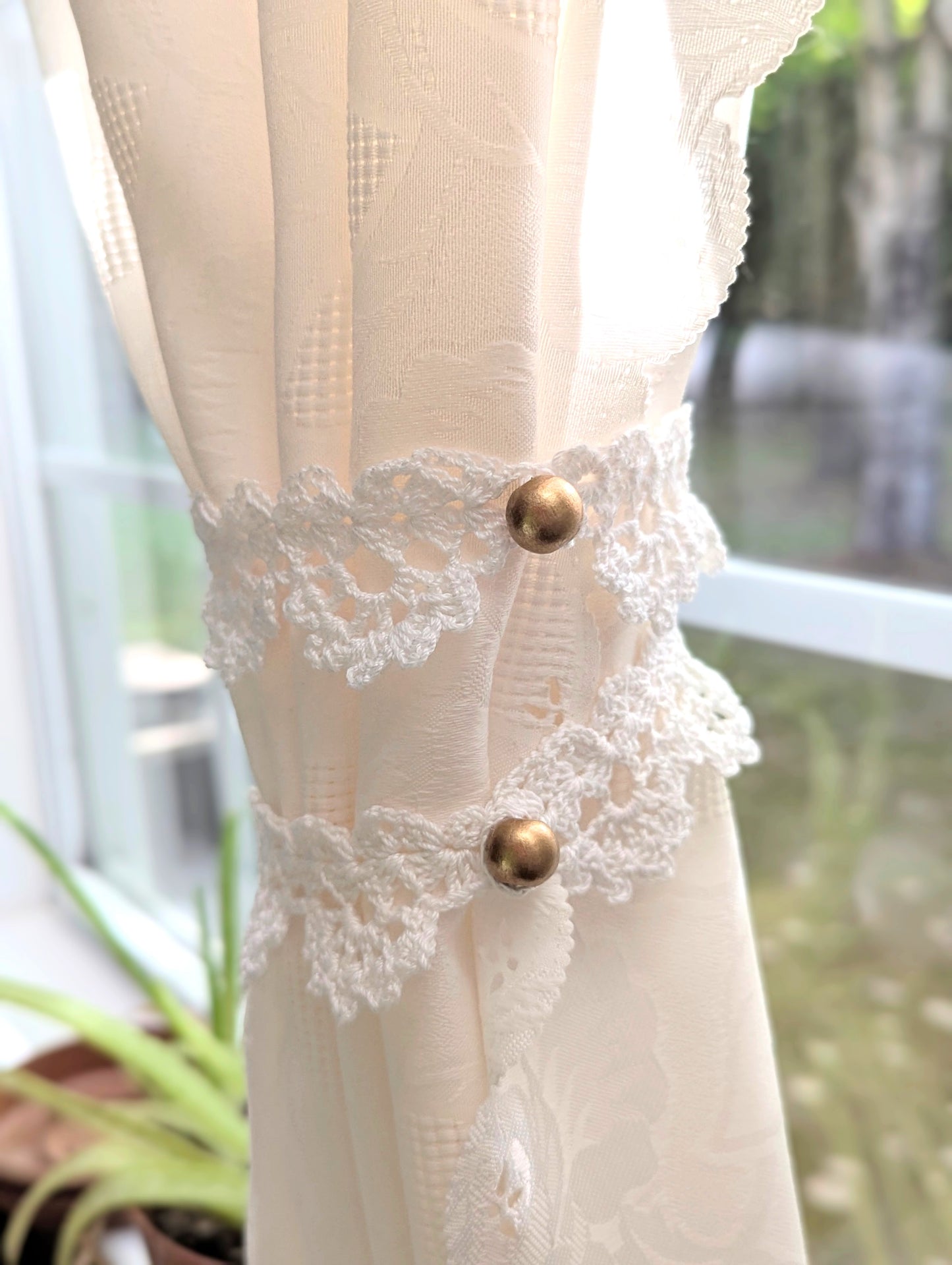 Luxe Crochet Lace Curtain Tie Backs | 10" Pair