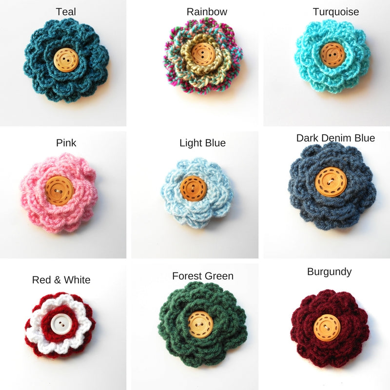 Crochet Flower Pin — Clip On Hair Flower, Handmade Accessory