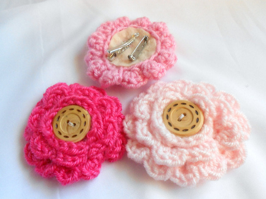 Crochet Flower Pin — Clip On Hair Flower, Handmade Accessory