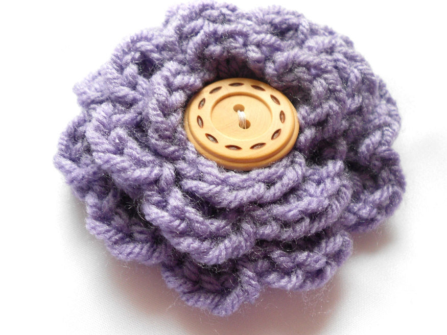 Crochet Flower Pin — Clip On Hair Flower, Handmade Accessory