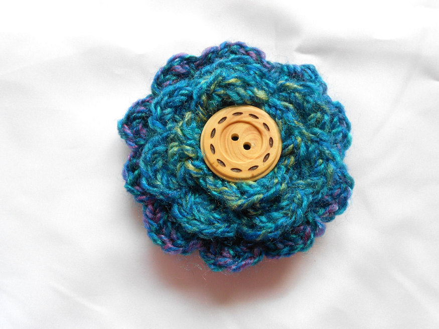 Crochet Flower Pin — Clip On Hair Flower, Handmade Accessory