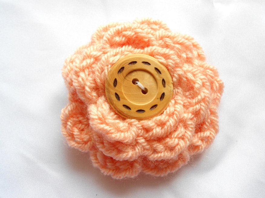 Crochet Flower Pin — Clip On Hair Flower, Handmade Accessory