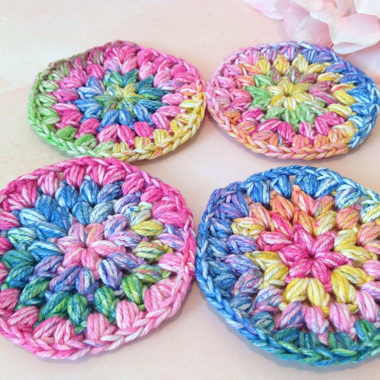 Rainbow Crochet Coaster Set