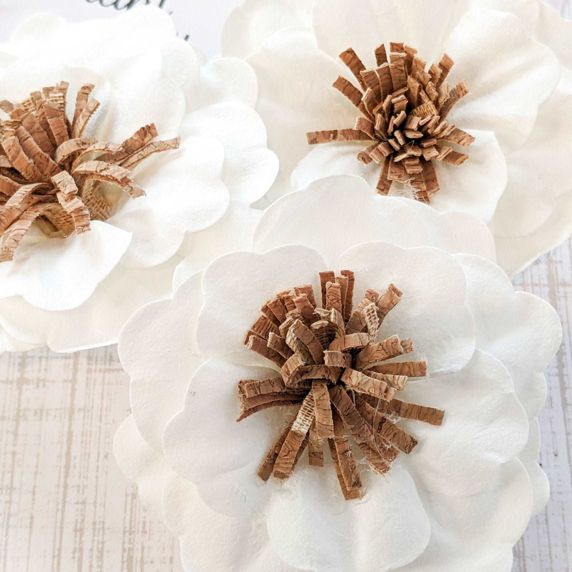 White Flower Paper Magnet - Set of 3