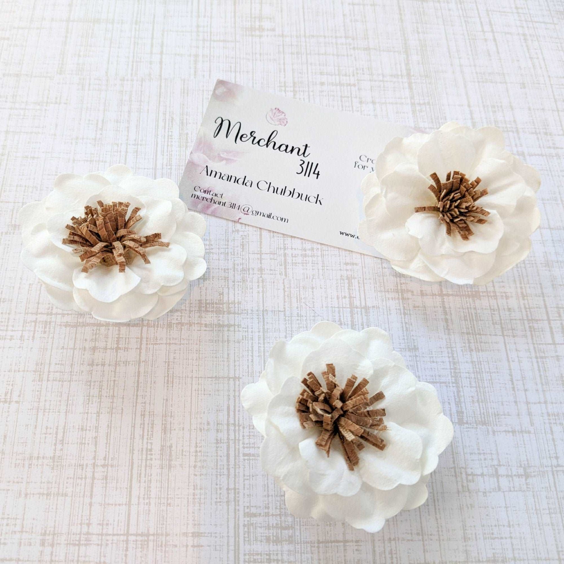 White Flower Paper Magnet - Set of 3