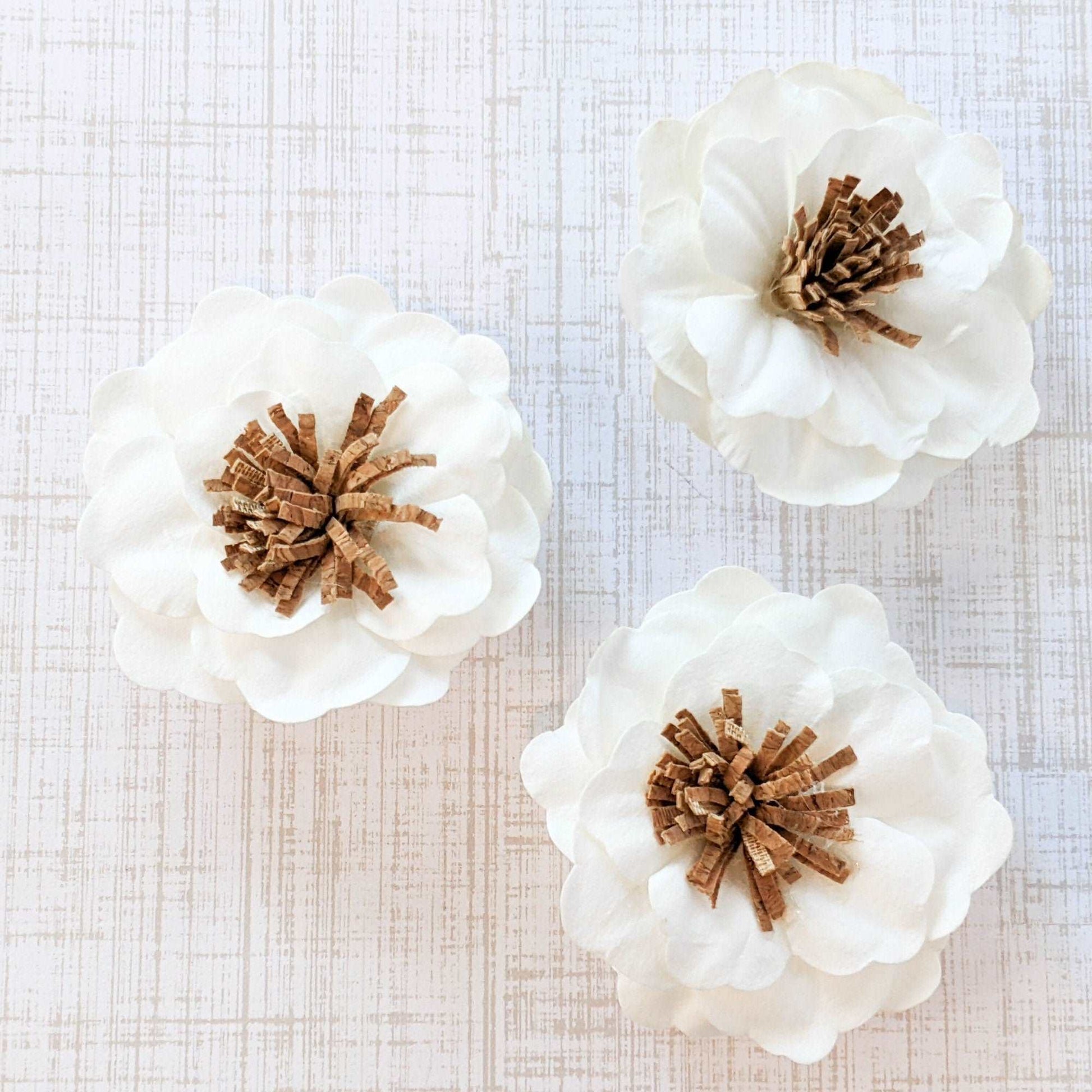 White Flower Paper Magnet - Set of 3