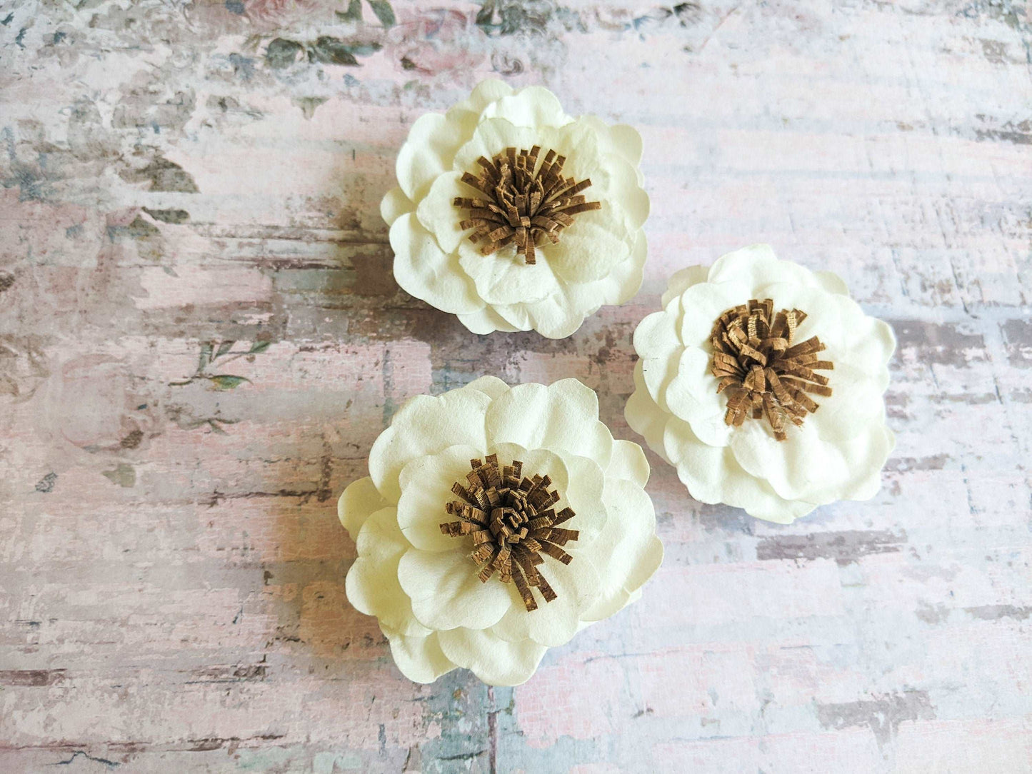 White Flower Paper Magnet - Set of 3