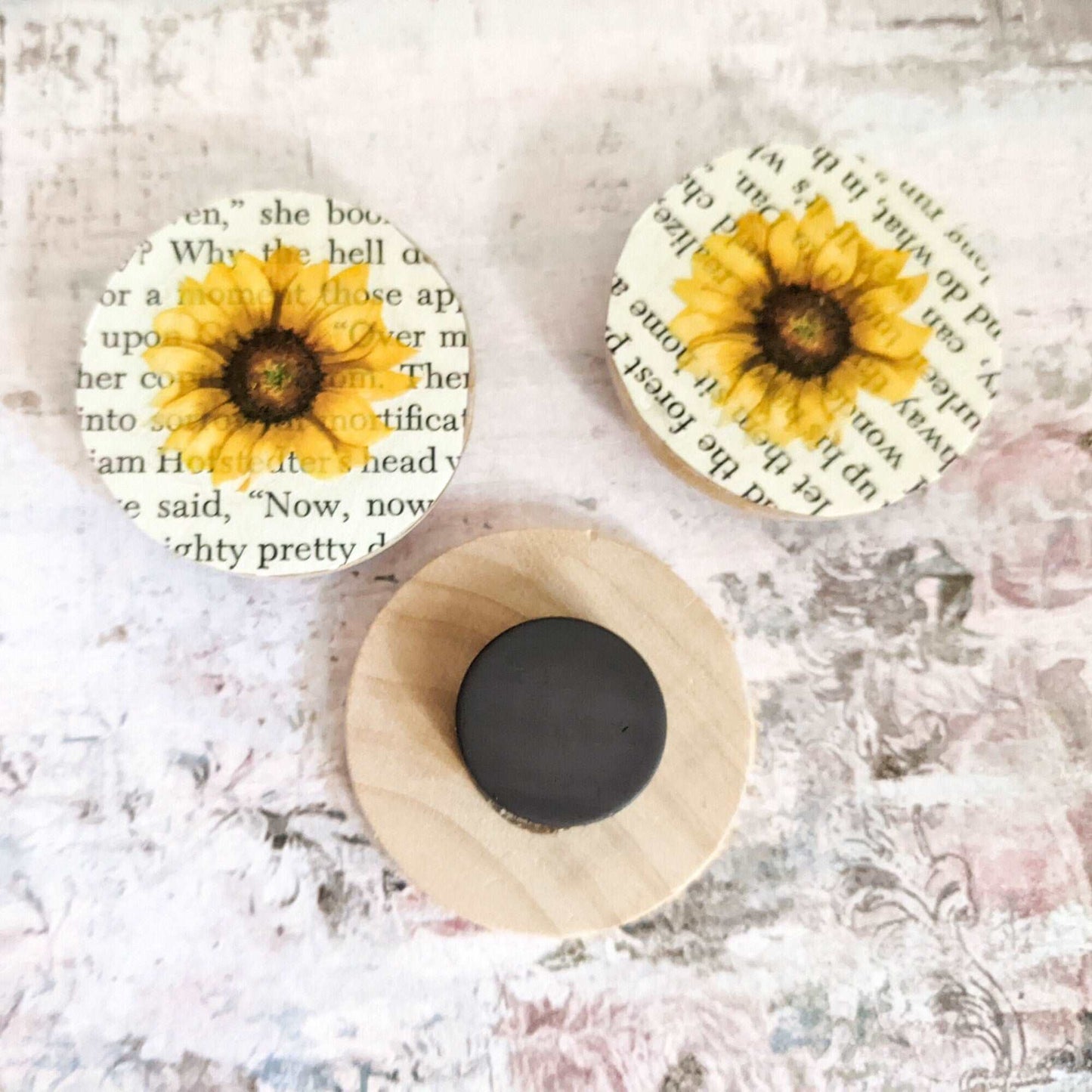 Sunflower Wood Magnets - Set of 3