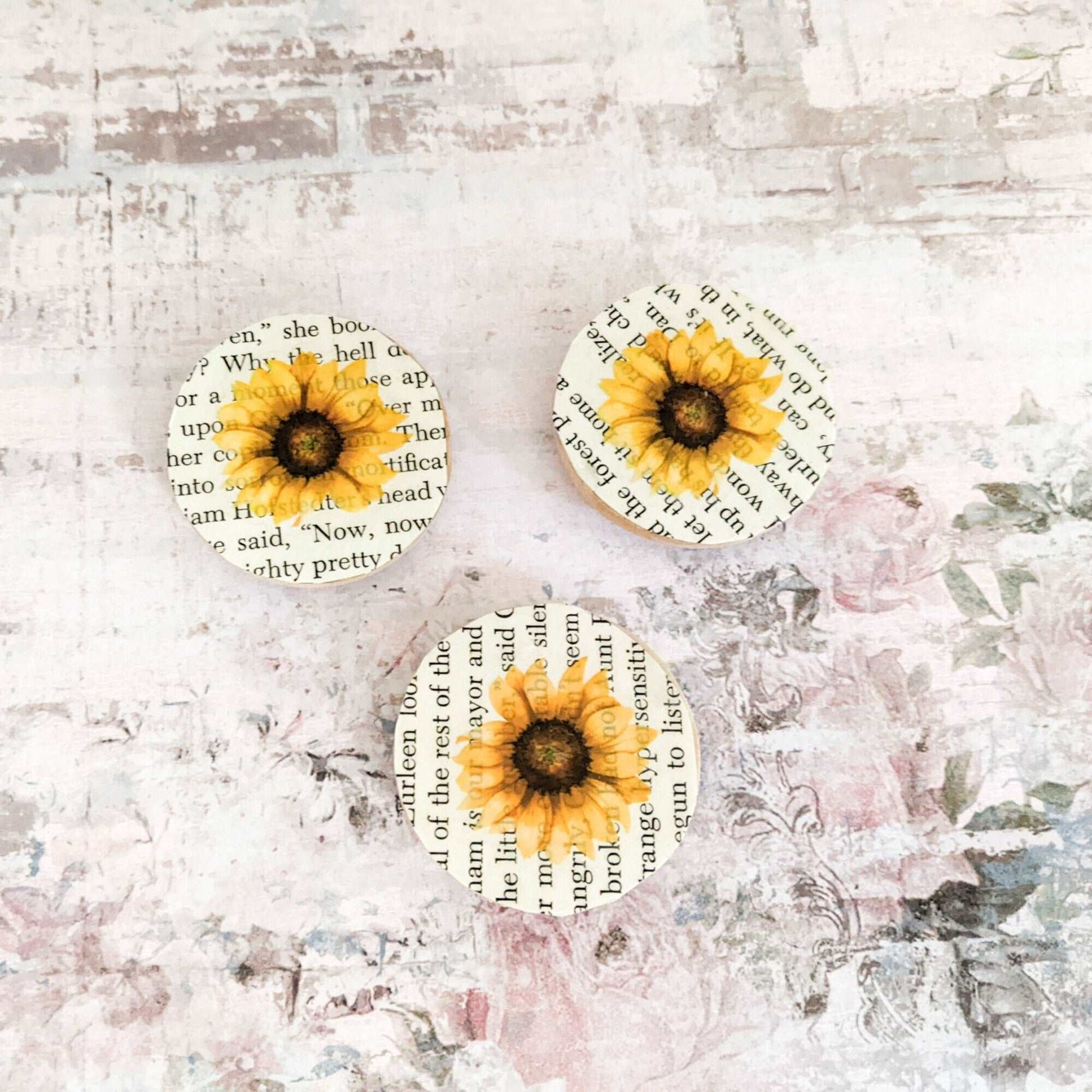 Sunflower Wood Magnets - Set of 3