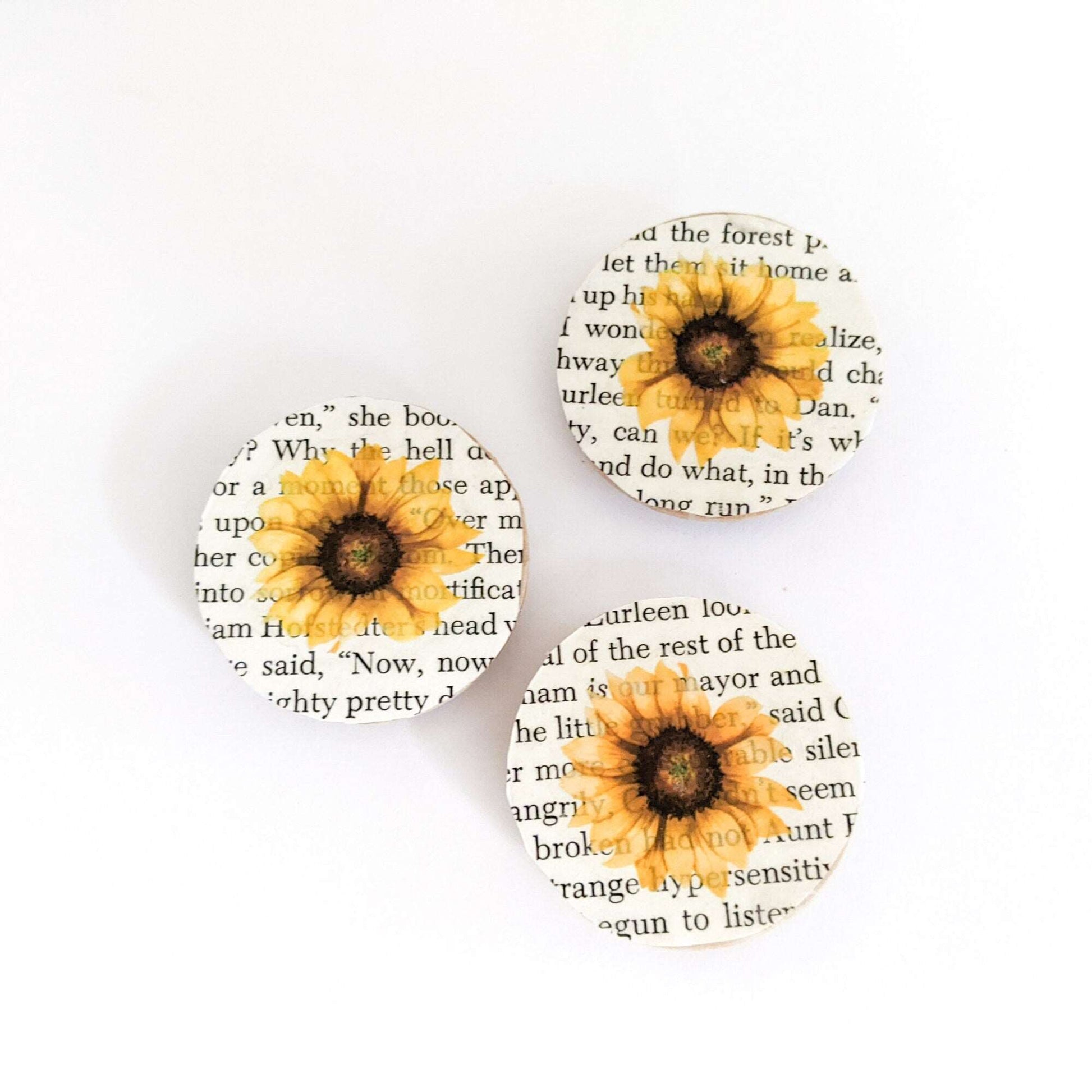 Sunflower Wood Magnets - Set of 3