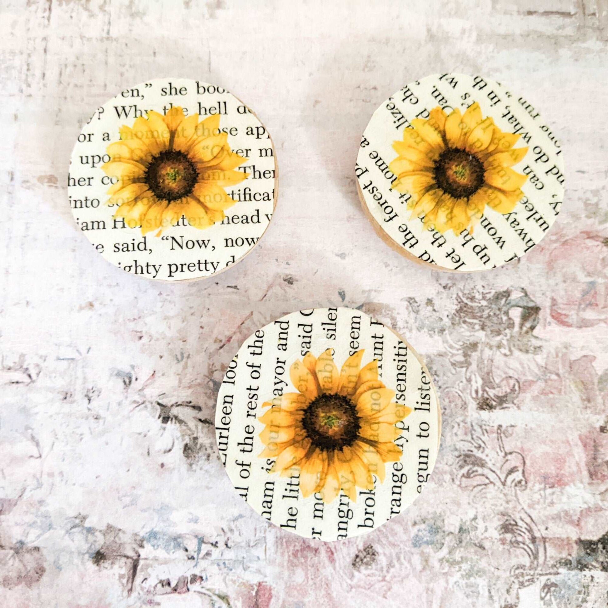 Sunflower Wood Magnets - Set of 3