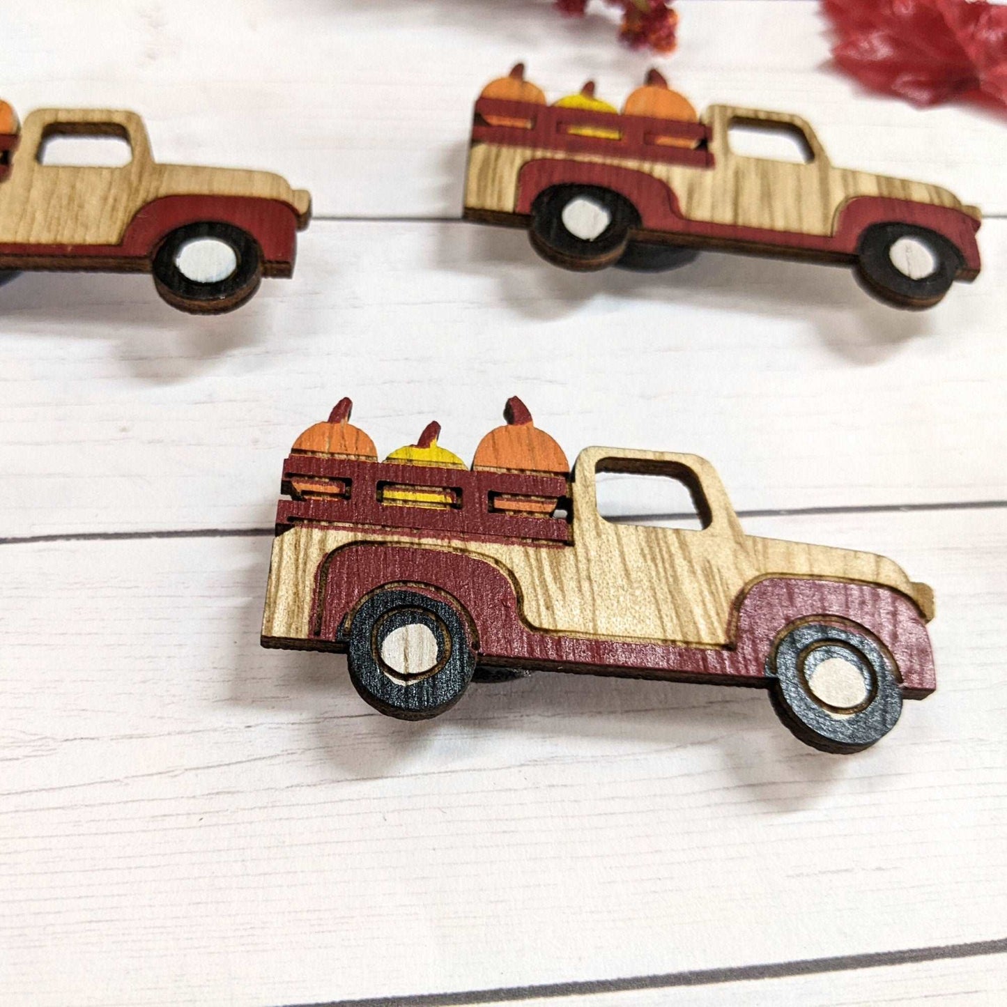 Pumpkin Truck Wood Magnet Set of 3