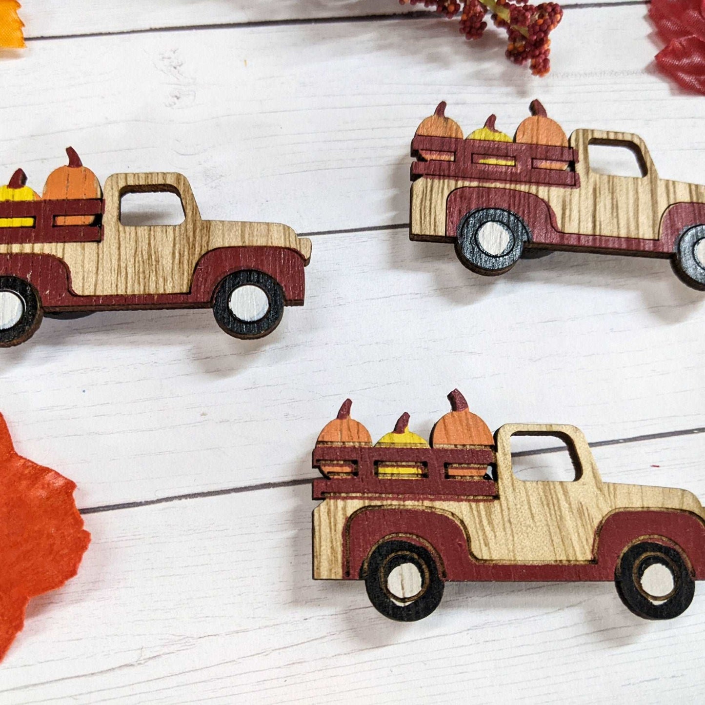 Pumpkin Truck Wood Magnet Set of 3