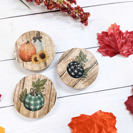 Fall Pumpkin Wood Magnet - Set of 3