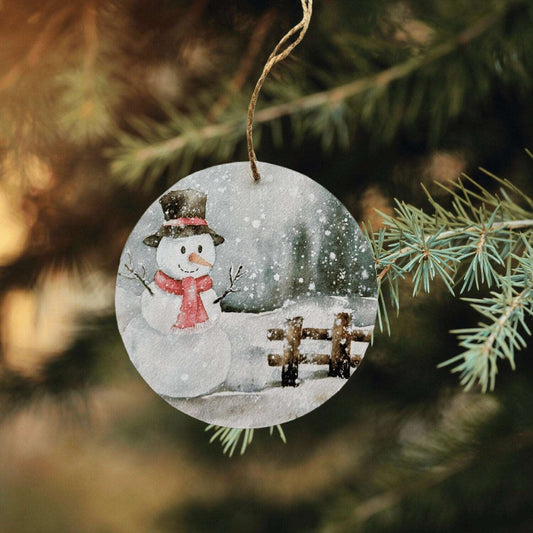 Snowman Round Ornament