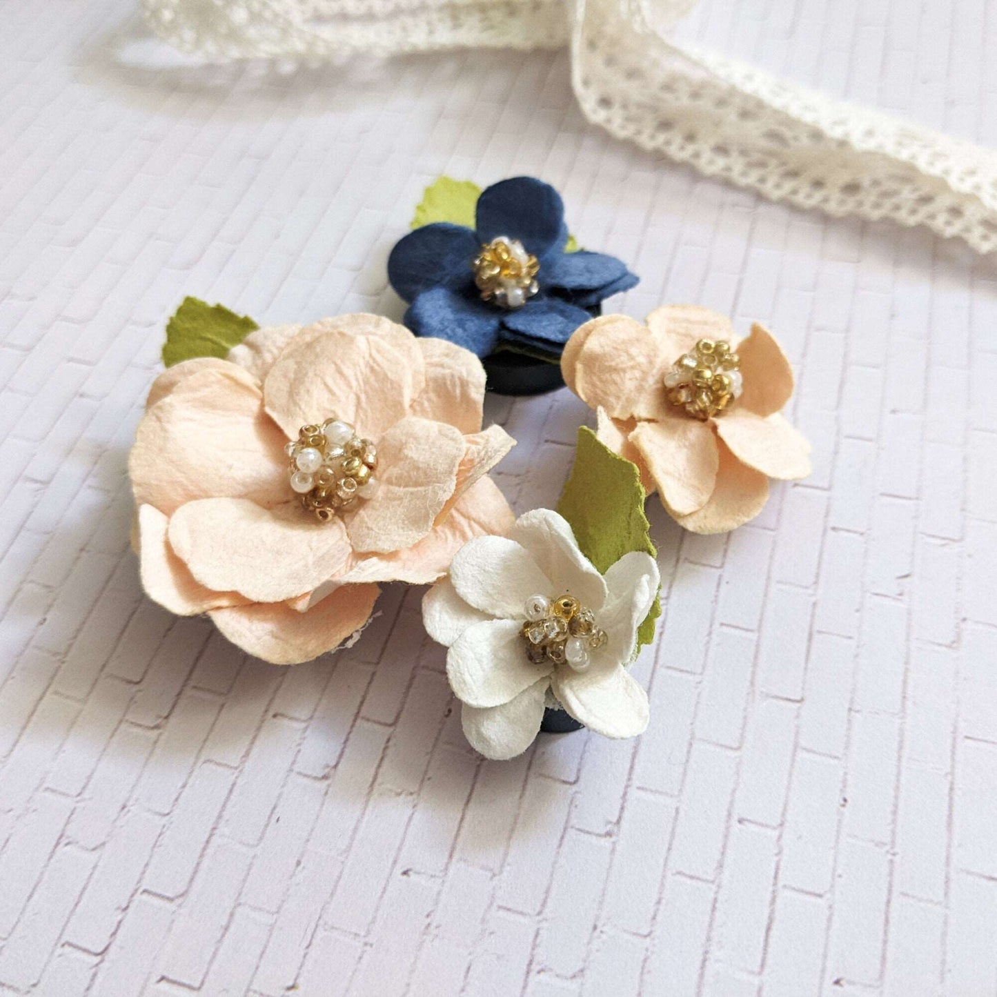 Paper Flower Fridge Magnet Set of 4