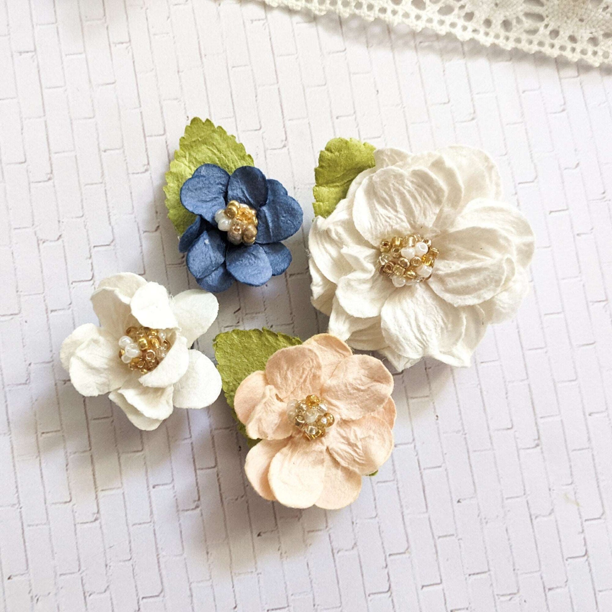 Paper Flower Fridge Magnet Set of 4