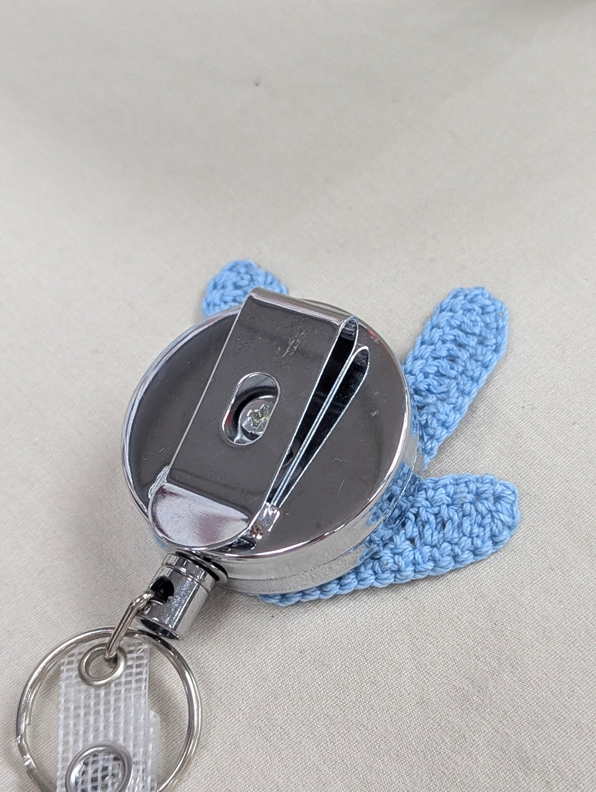 ASL ILY Badge Reel — Handmade Crochet Retractable Badge Holder