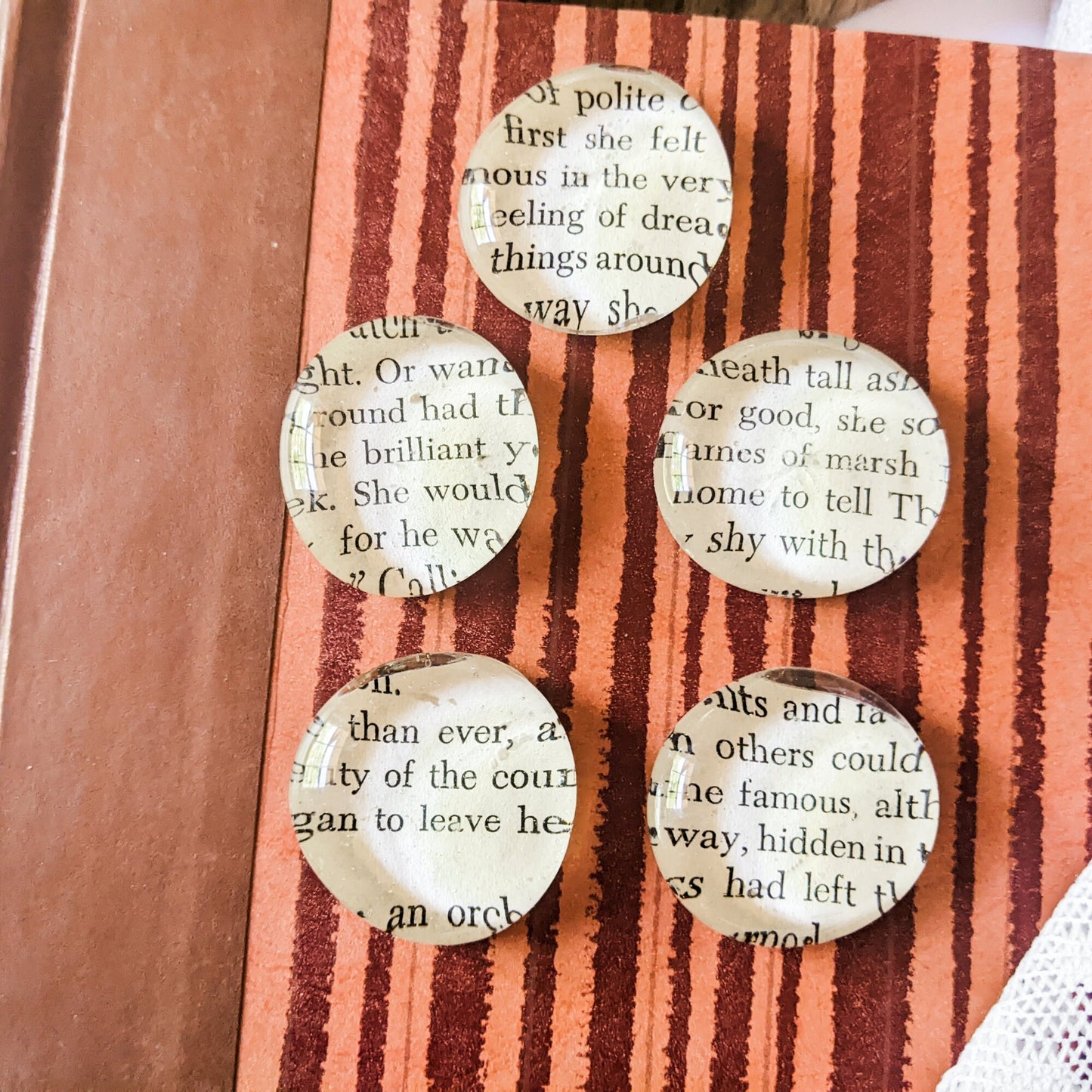 Book Page Glass Magnet - Set of 6