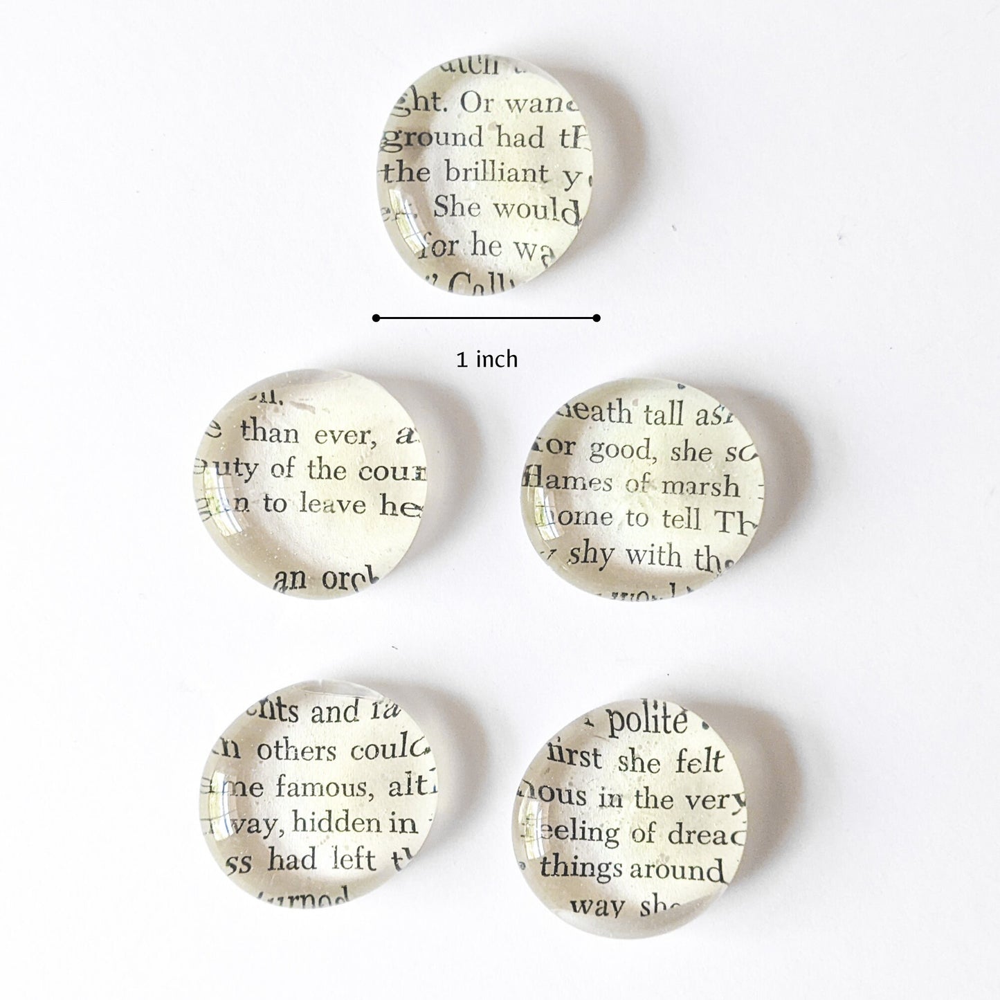 Book Page Glass Magnet - Set of 6