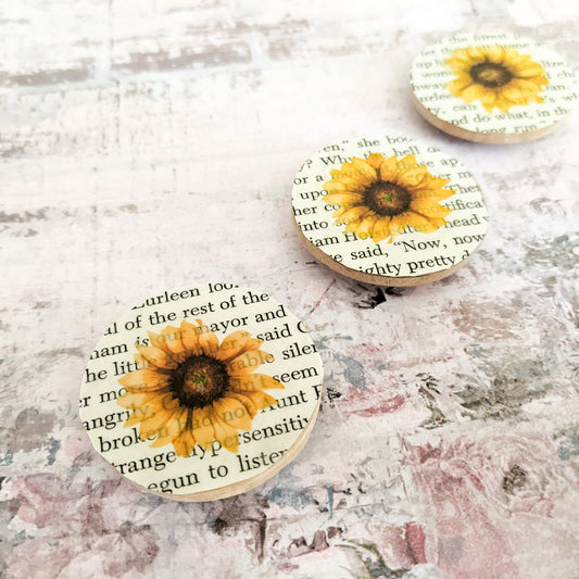 Sunflower Wood Magnets - Set of 3